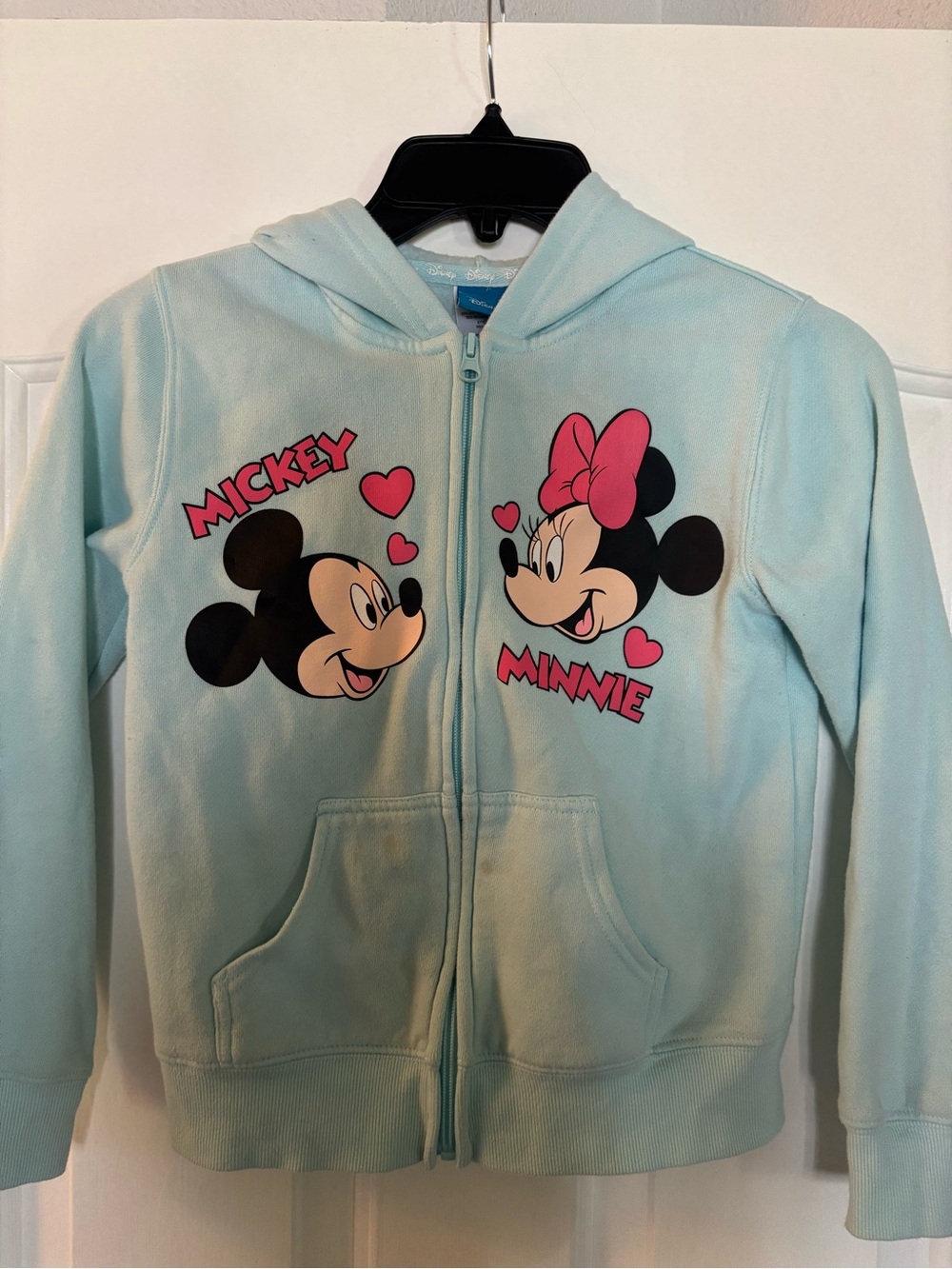 Disney Light Blue Mickey & Minnie Heart Zip Hoodie for Kids
